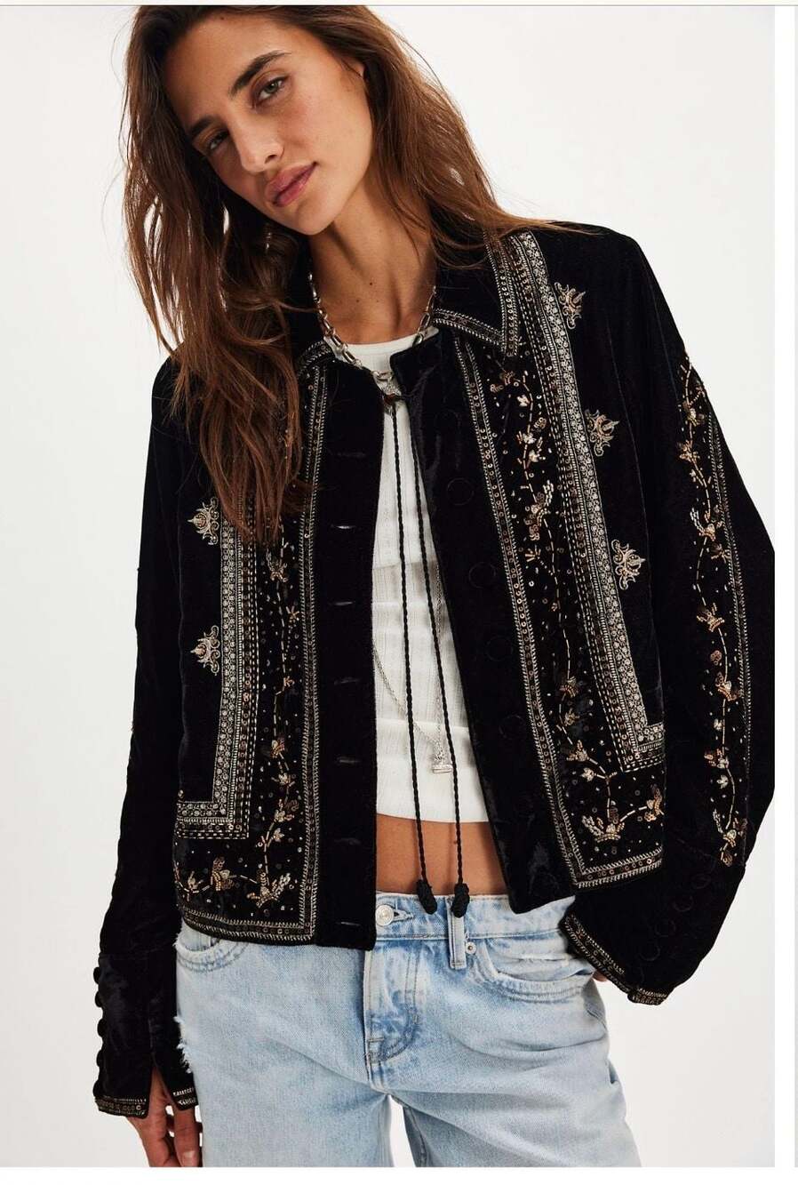 Free People Maxxie Embellished Velvet Jacket $268 retail SOLD OUT 🔥🔥🔥🔥